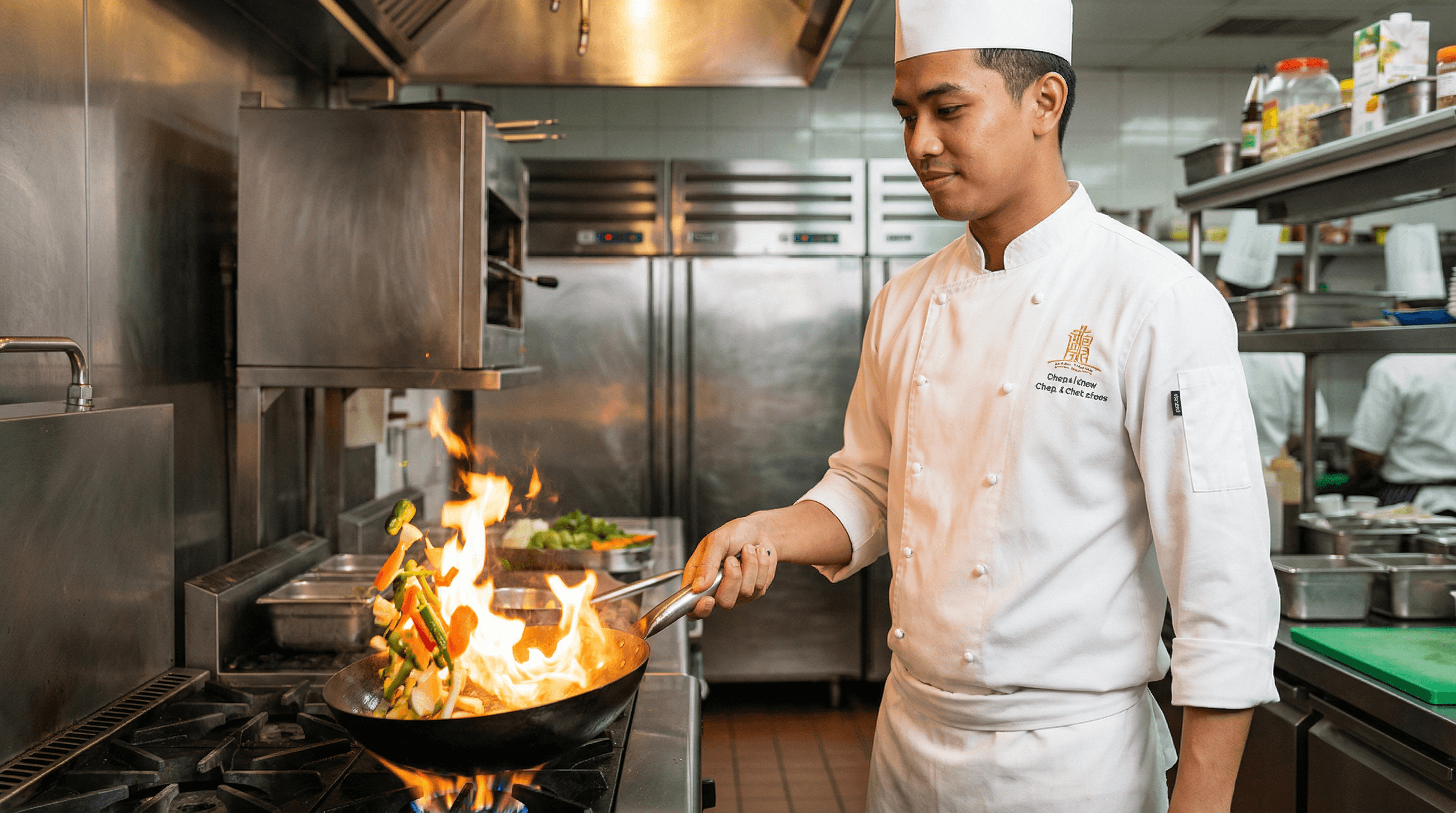 Thai chef preparing food