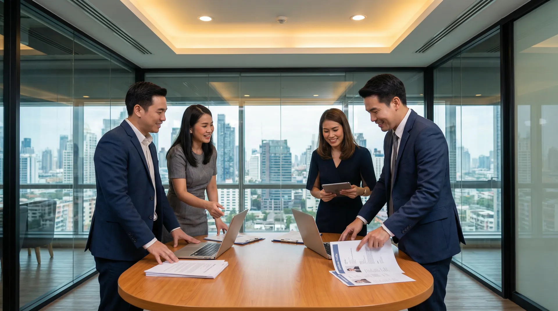 Professional business meeting discussing workforce solutions