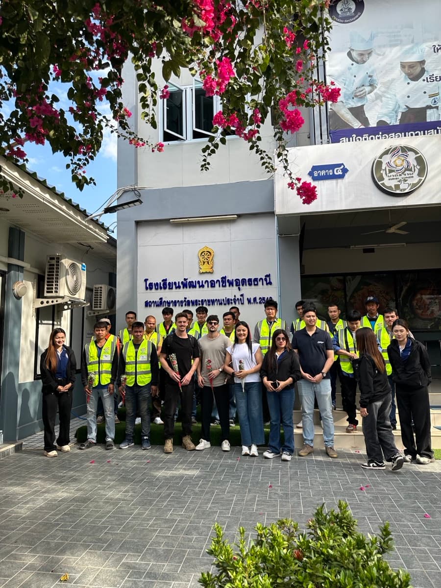 Construction skills test before departure to Israel at Udon Thani Vocational Development School